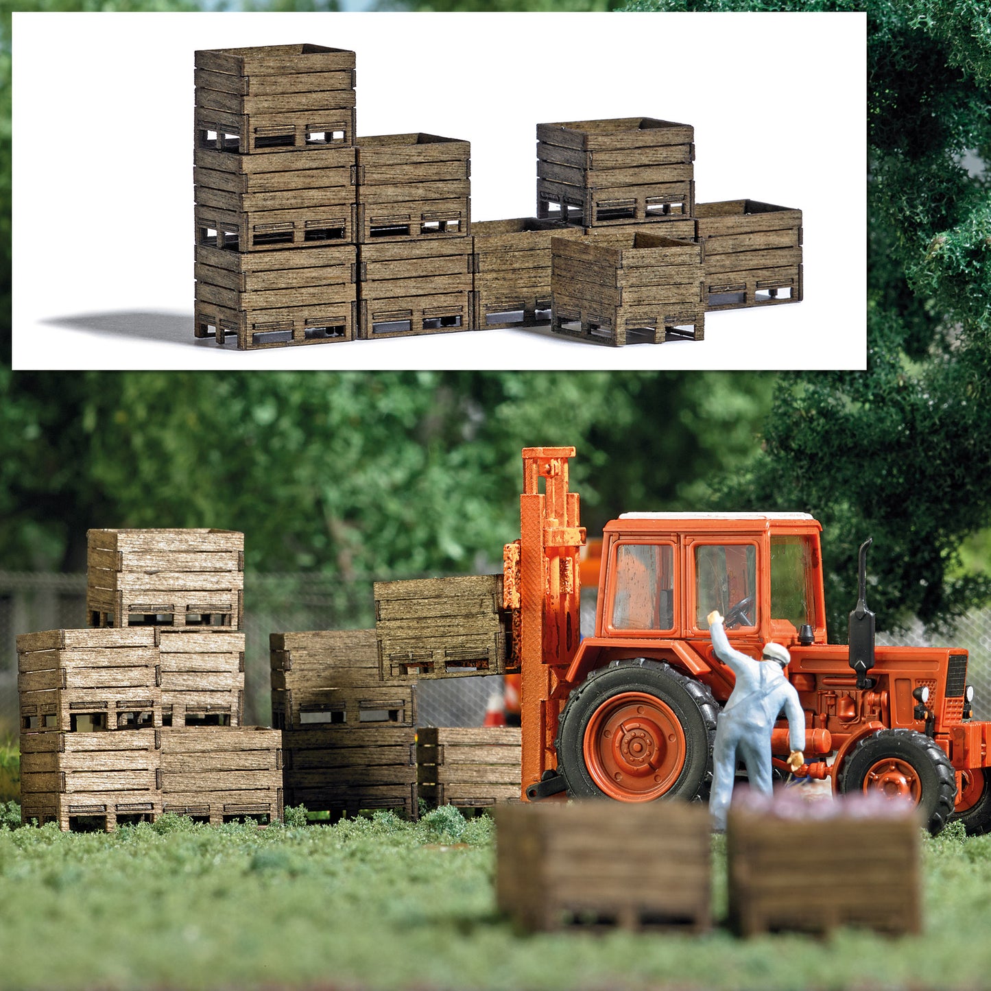 Busch 1980 HO Wooden Harvest Crates (Set of 10)