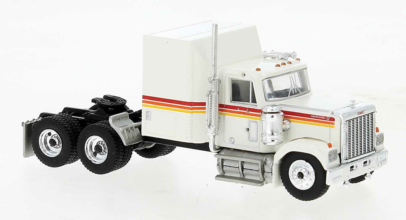 Brekina Automodelle 85779 HO White, Orange 1980 GMC General Sleeper-Cab Tractor