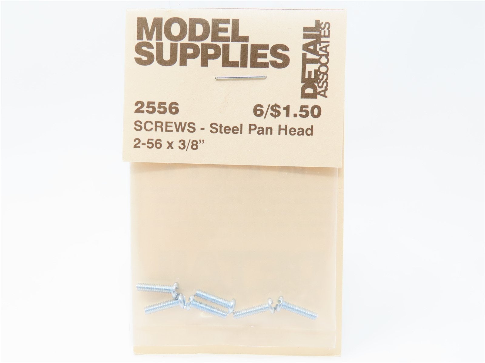 Detail Associates 2556 2-56 x 3/8 Pan Head Screws (Pack of 6)