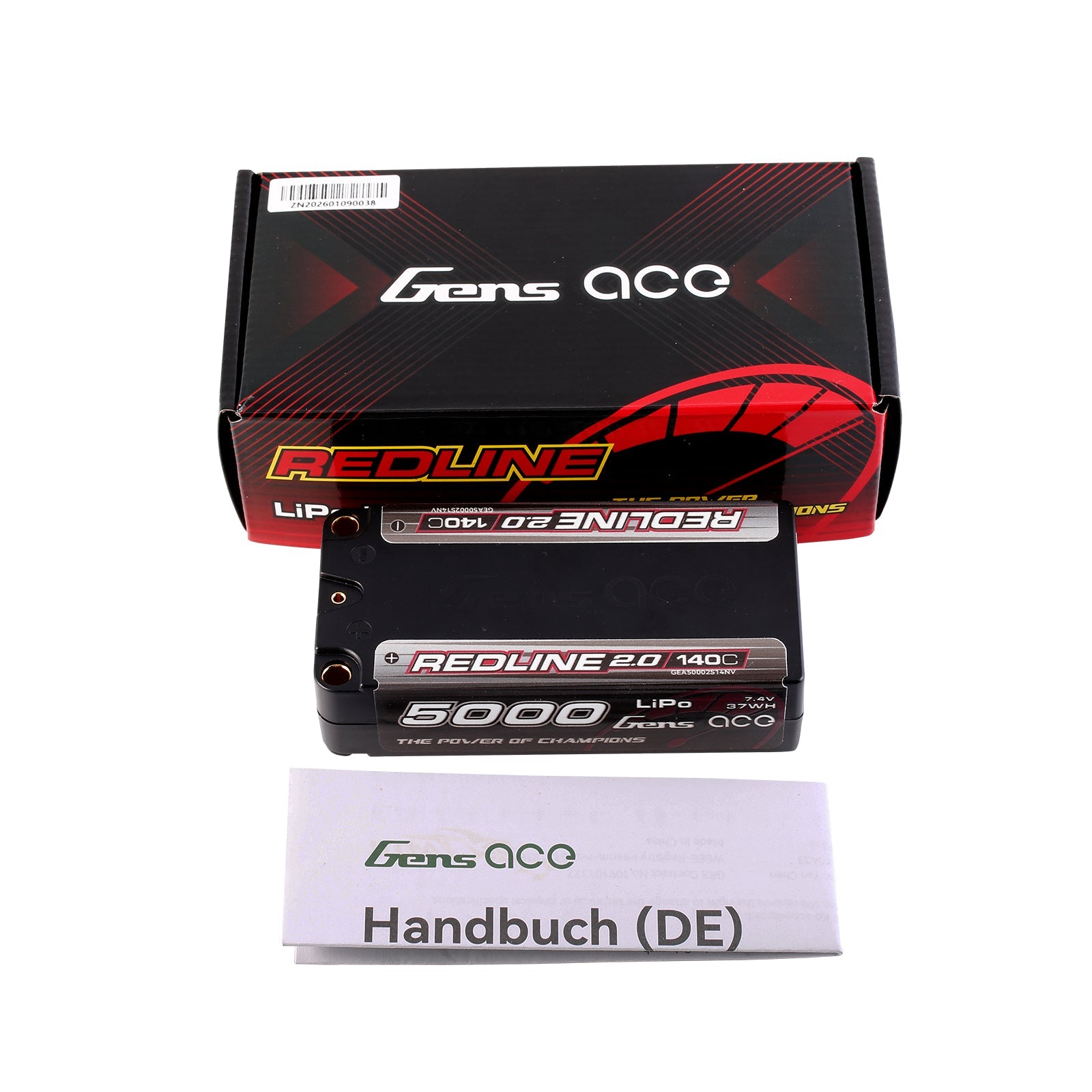 Gens Ace GEA50002S14NV 5000mAh 2S 140C 7.4V HardCase Shorty Redline 2.0 Lipo