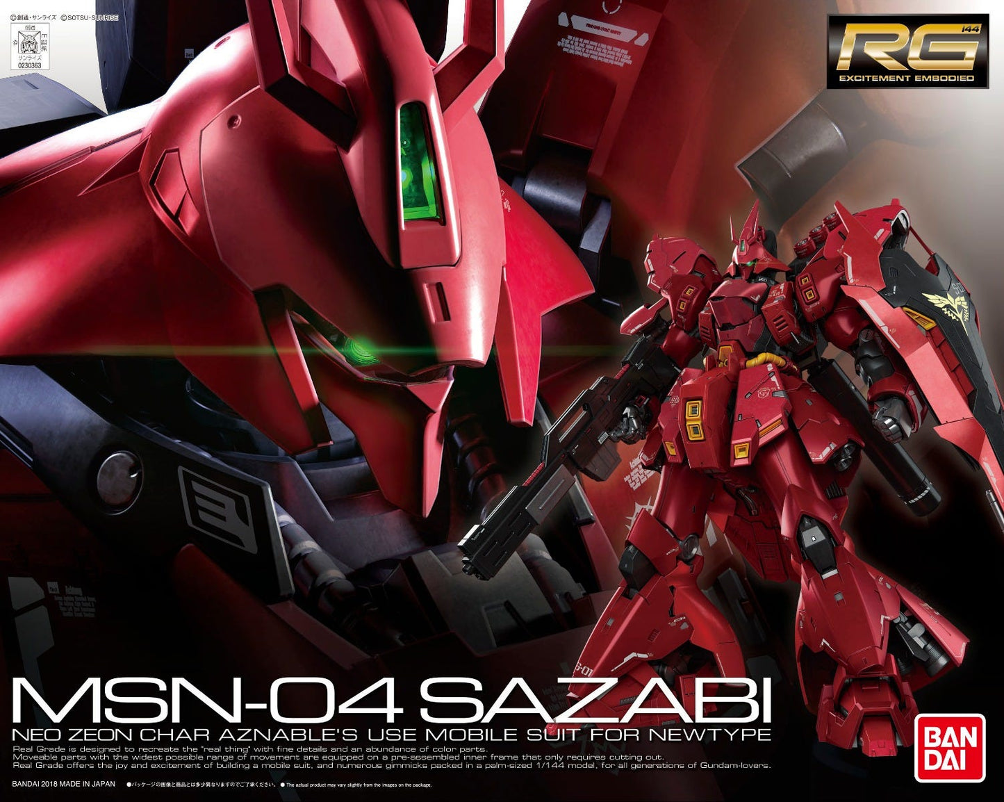 Bandai 2426271 1:144 Real Grade MSN-04 Sazabi Plastic Model Kit