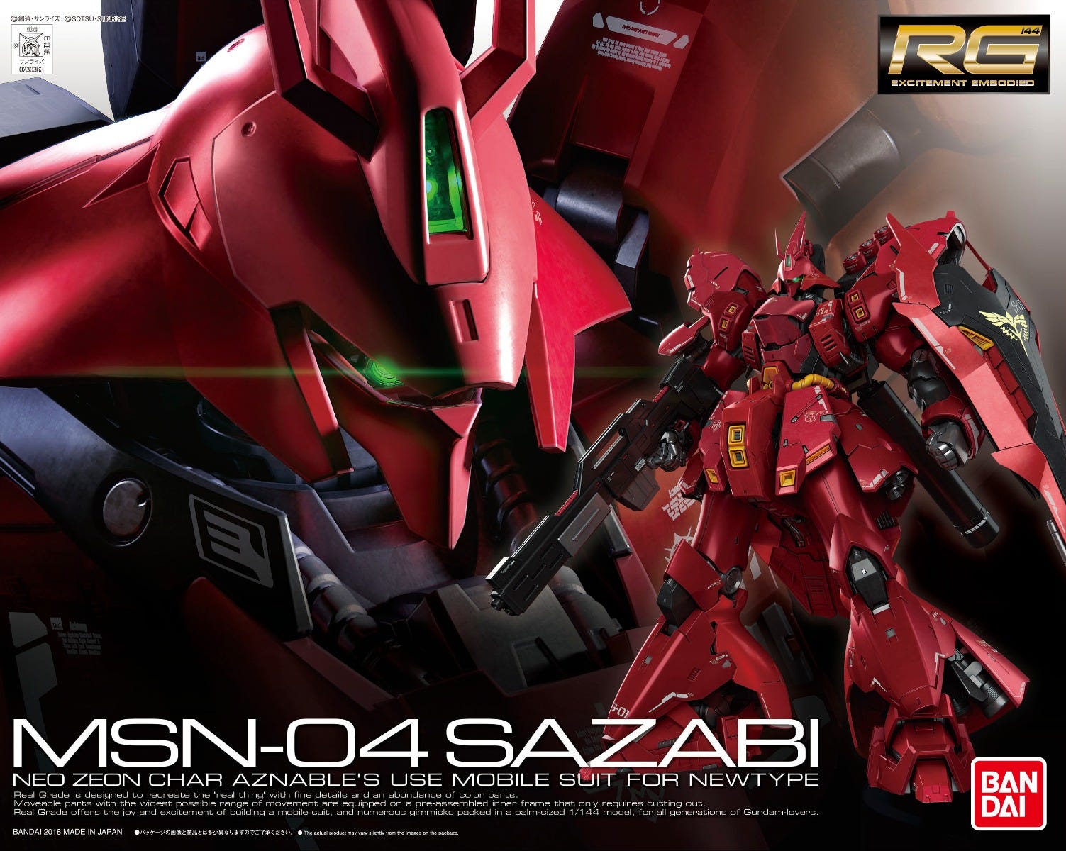 Bandai 2426271 1:144 Real Grade MSN-04 Sazabi Plastic Model Kit