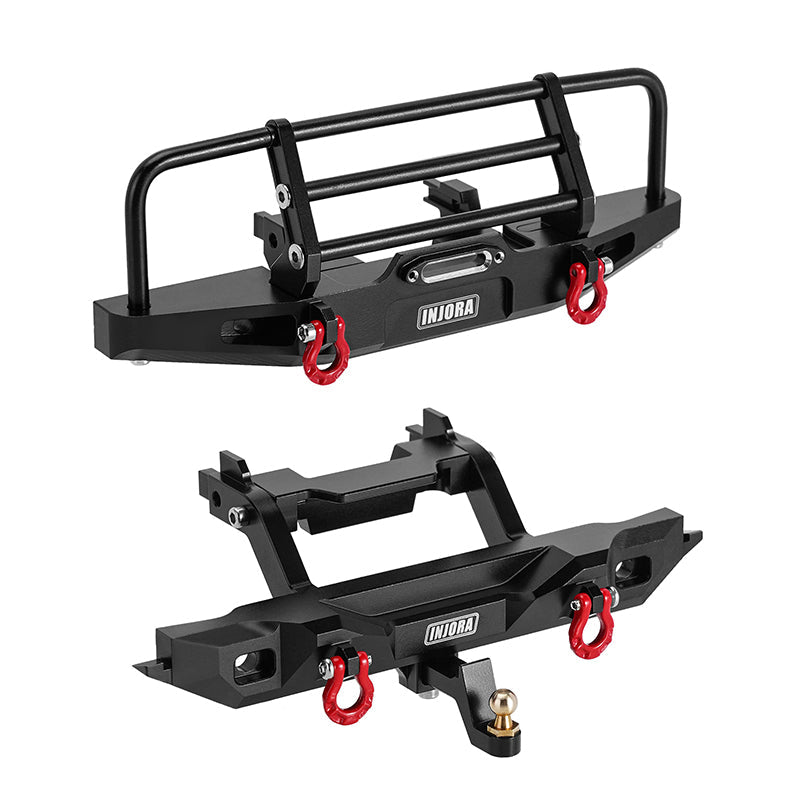 Injora 4M-88FR 1:18 TRX4M Defender CNC Aluminum Front Rear Bumper with Lights