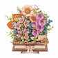 Robotime TW04H Rowood Wooden Blooming Book DIY Flower Bouquet 3D Puzzle