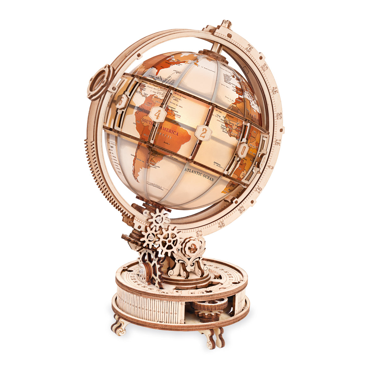 Robotime ST003D ROKR Electric Version Luminous Globe 3D Wooden Puzzle