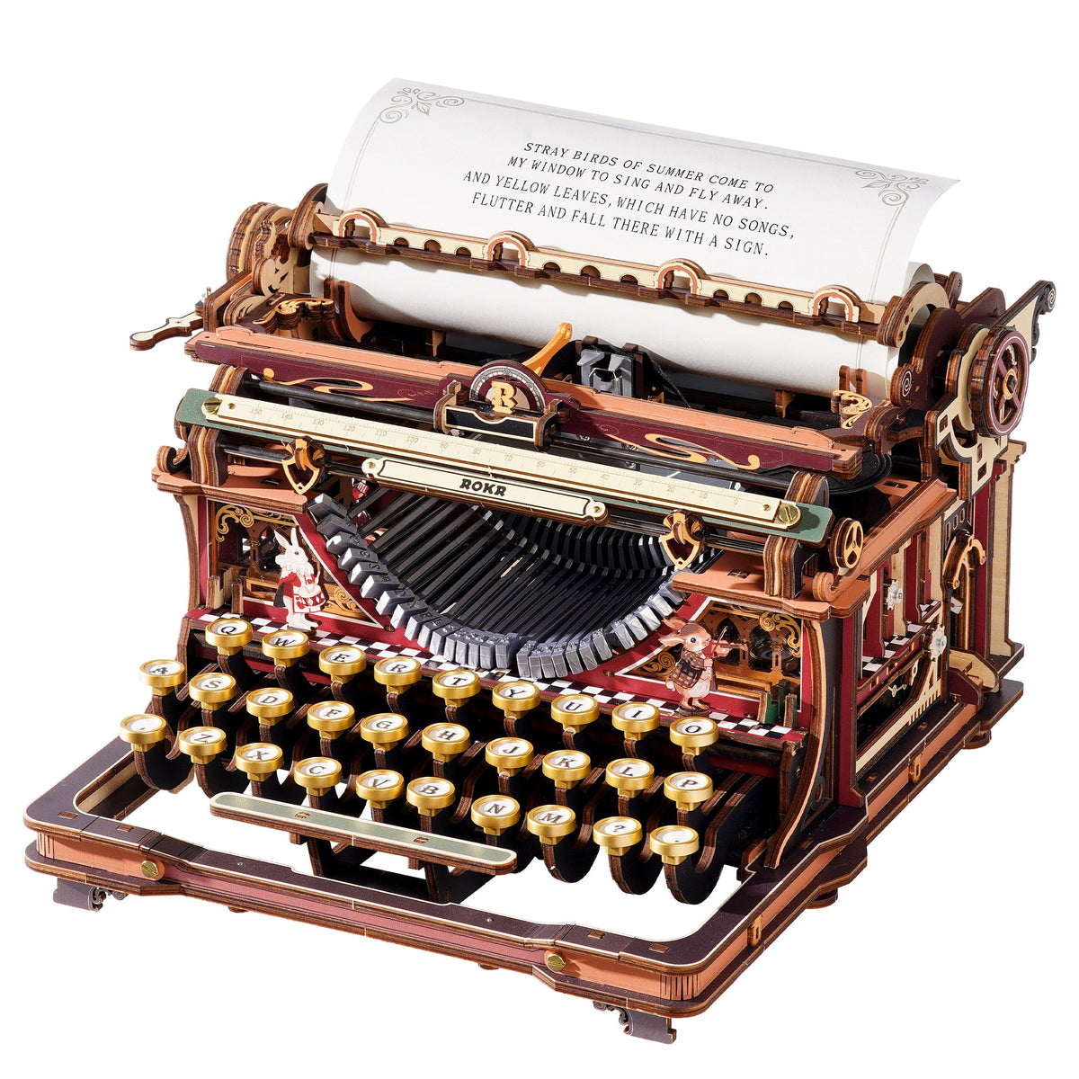 Robotime LK703C ROKR Magic Version Mechanical Typewriter Wooden 3D Puzzle