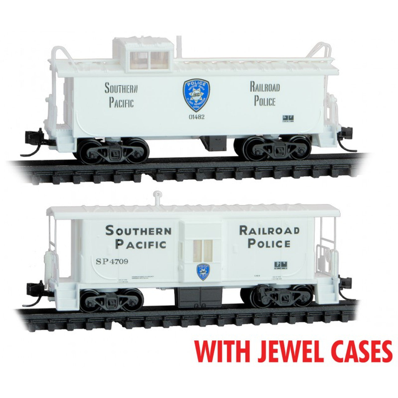 Micro-Trains 98300212 N SP Railroad Police Caboose with Jewel Case (Pack of 2)