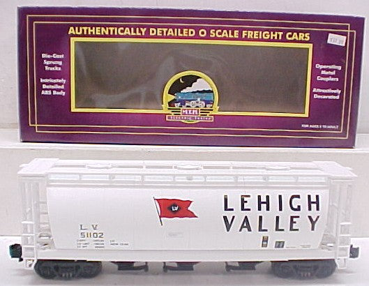 MTH 20-90030D O Gauge Lehigh Valley 3-Bay Cylindrical Hopper #51102 LN/Box