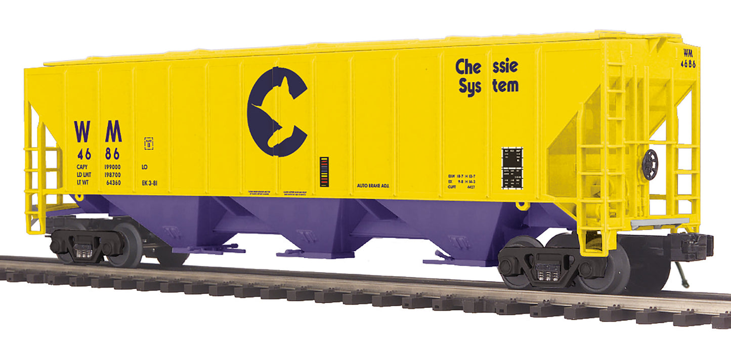 MTH 20-97384 O Chessie PS-2CD High-Side Hopper Car #4686