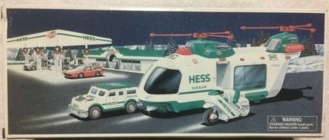 Hess 2001 Helicopter with Motorcycle and Cruiser w/Lights & Sound