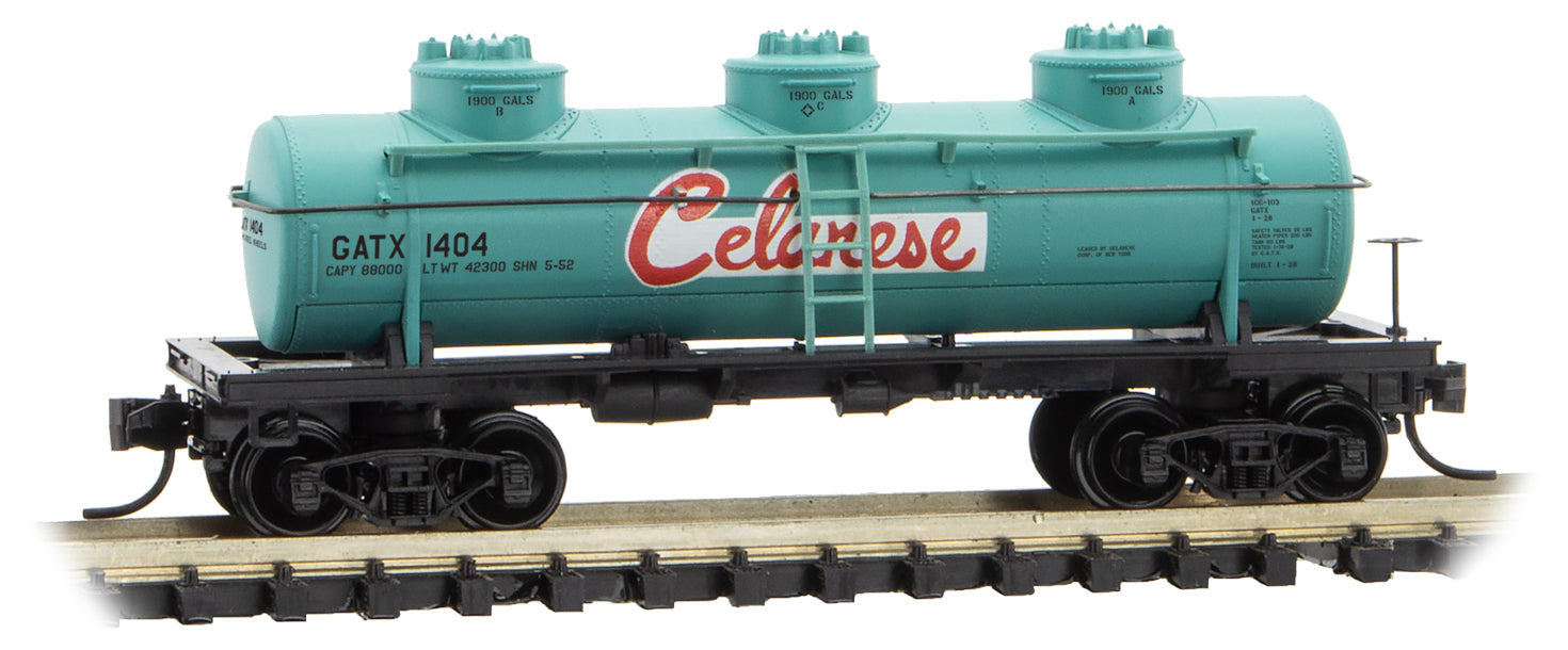 Micro-Trains 06600140 N Celanese Chemicals 40' Triple Dome Tank Car #1404