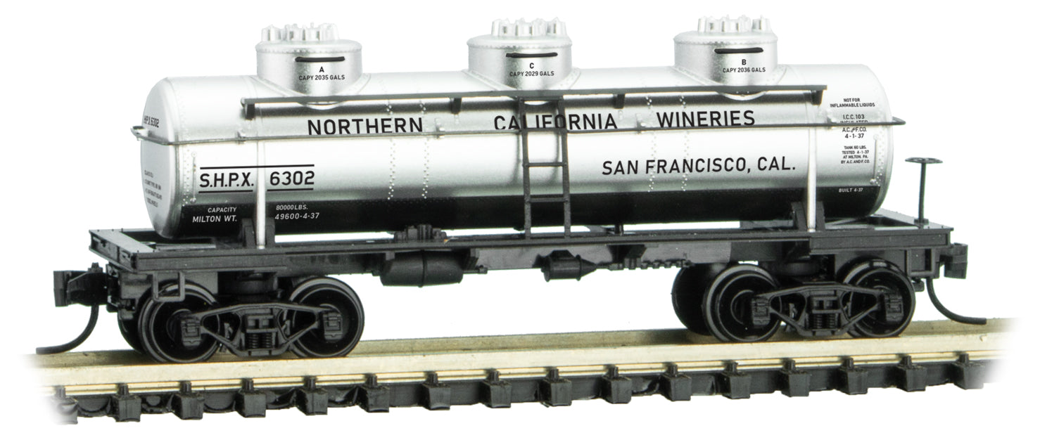 Micro-Trains 06600150 N Northern California Wineries 40' 3-Dome Tank Car #6302