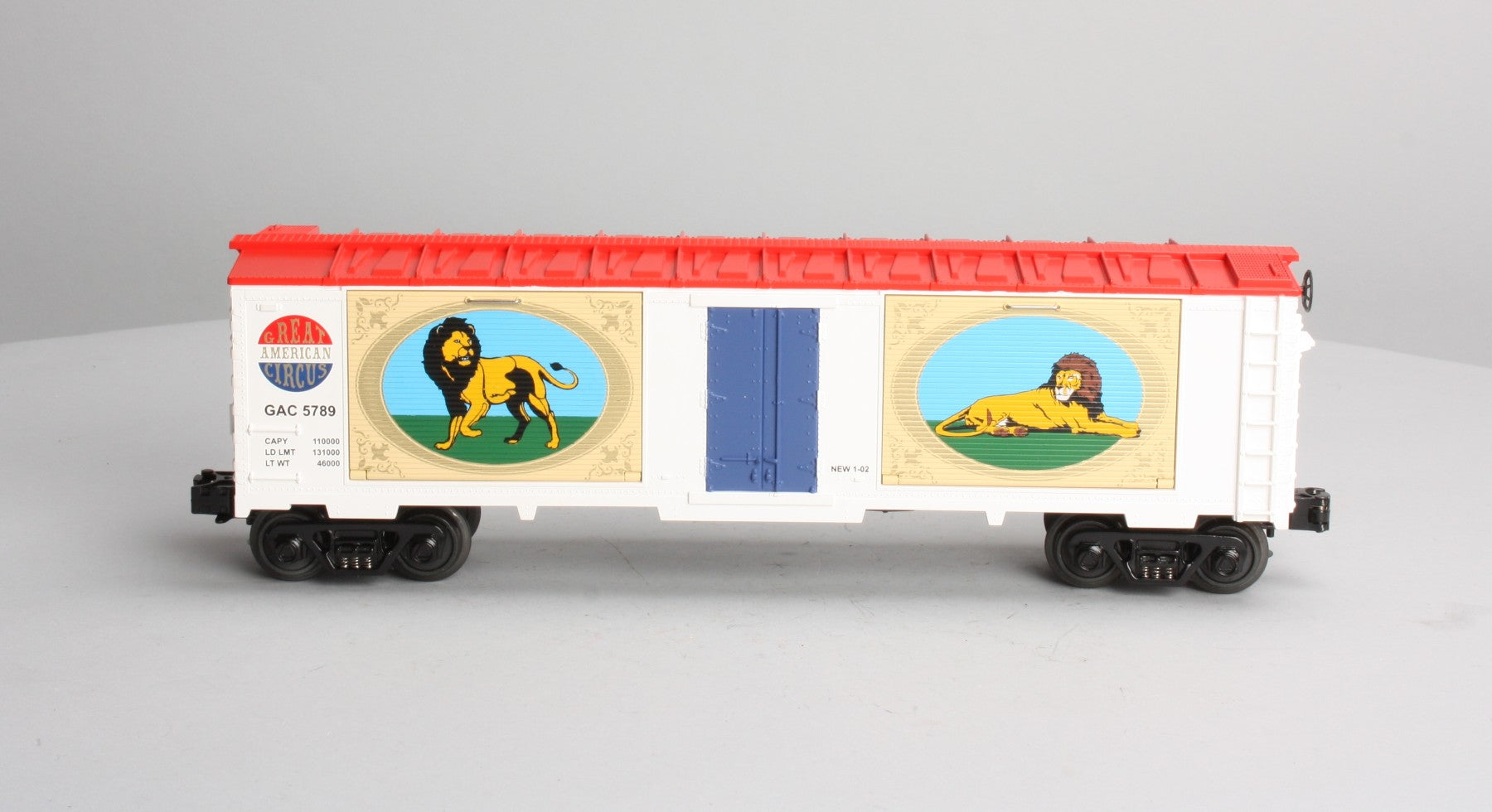 MTH 30-74059 40' Circus Window Box Car with Lions LN/Box