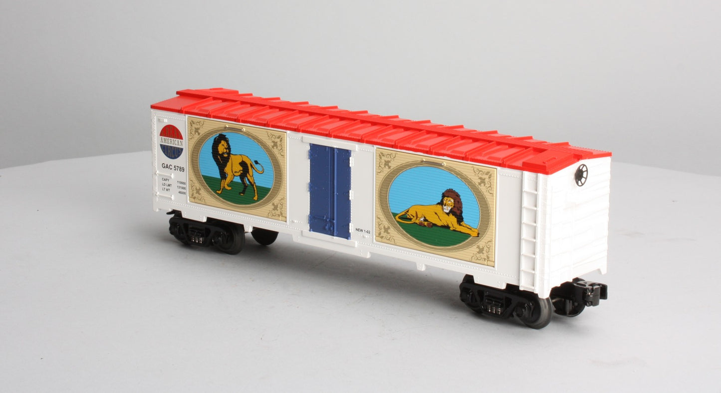 MTH 30-74059 40' Circus Window Box Car with Lions LN/Box