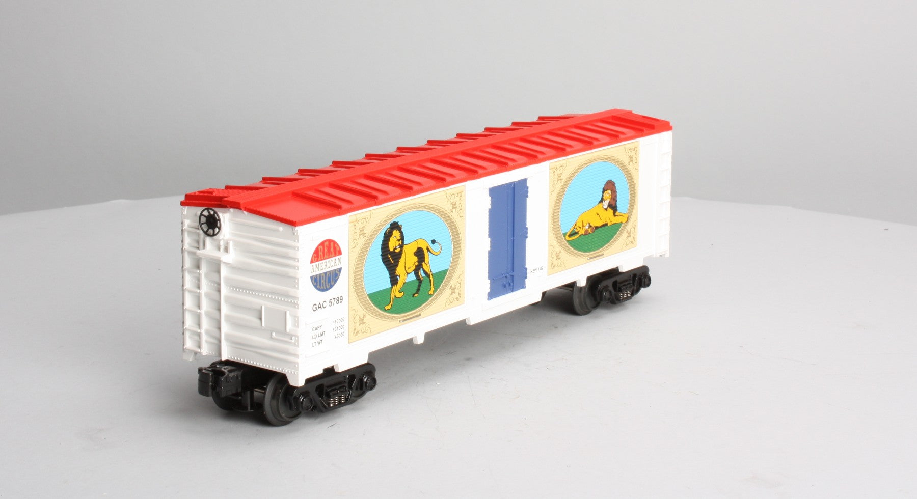 MTH 30-74059 40' Circus Window Box Car with Lions LN/Box