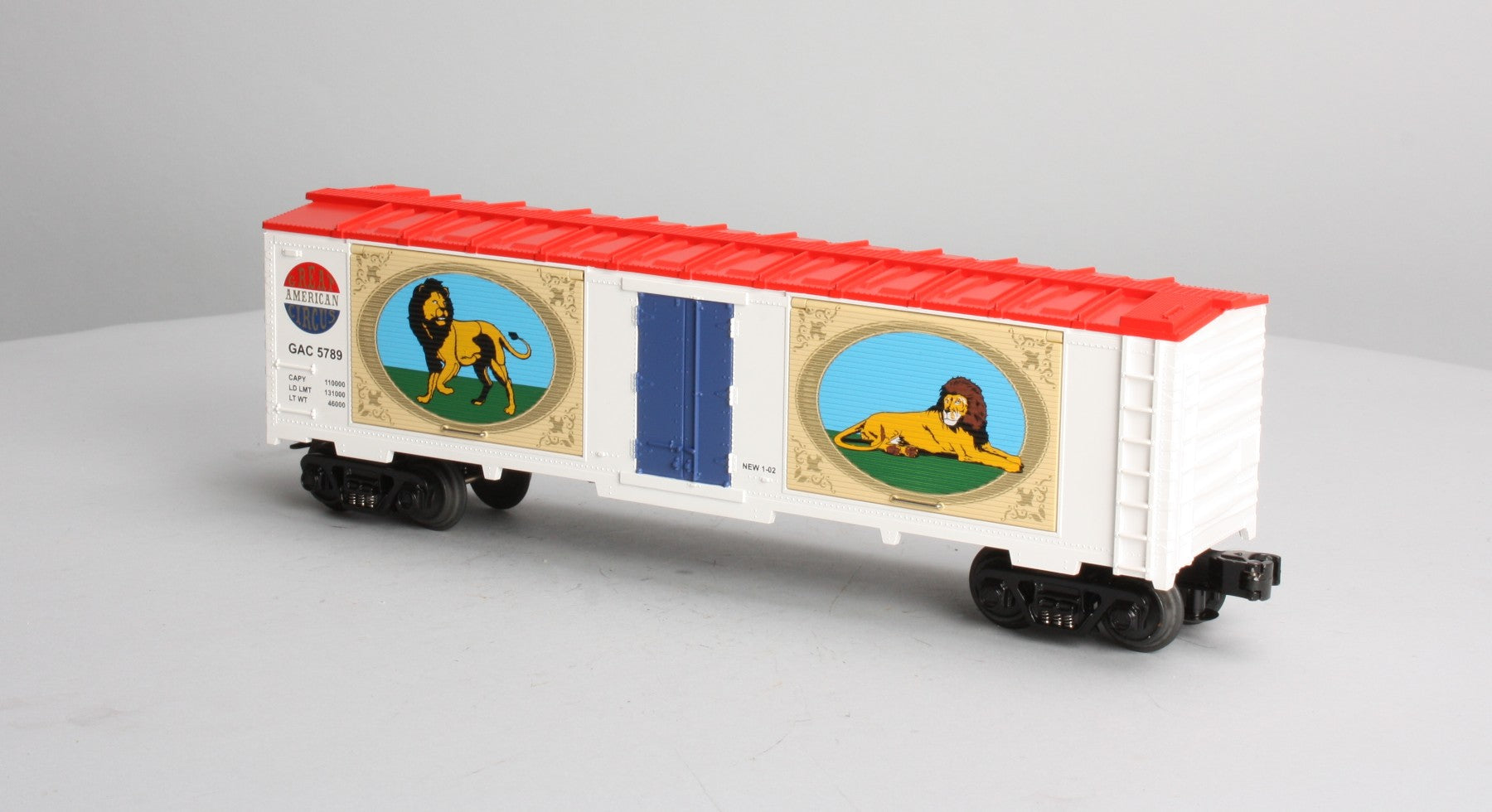 MTH 30-74059 40' Circus Window Box Car with Lions LN/Box