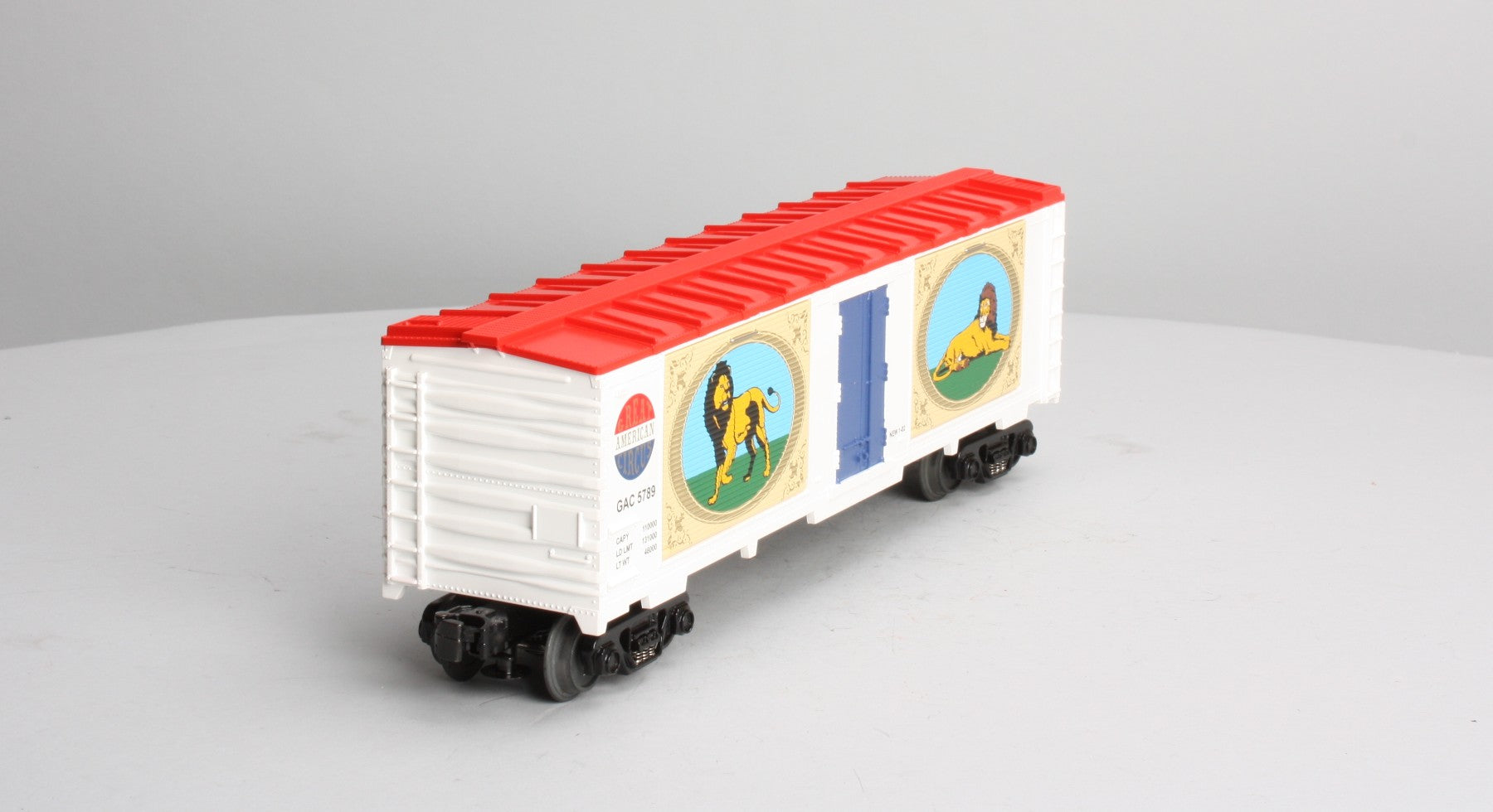 MTH 30-74059 40' Circus Window Box Car with Lions LN/Box