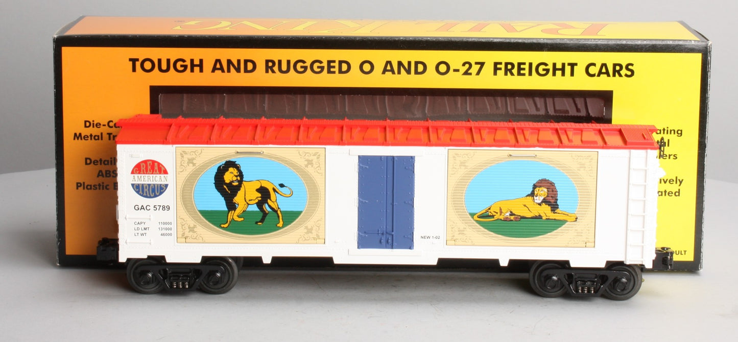 MTH 30-74059 40' Circus Window Box Car with Lions LN/Box