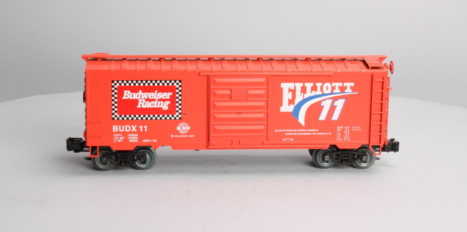 Weaver BUDX11 O Gauge Budweiser Racing Bill Elliott Boxcar LN/Box