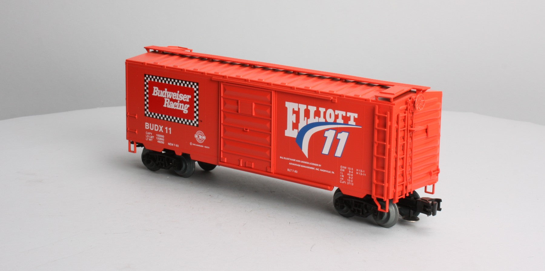 Weaver BUDX11 O Gauge Budweiser Racing Bill Elliott Boxcar LN/Box