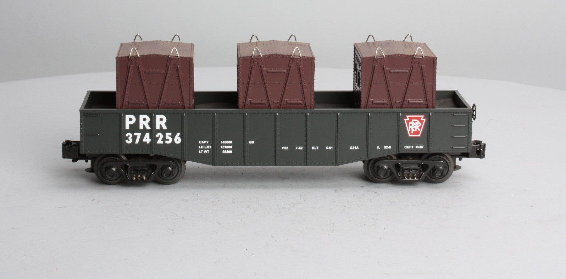 MTH 30-4136B O Gauge Pennsylvania Gondola W/ LCL Containers LN/Box