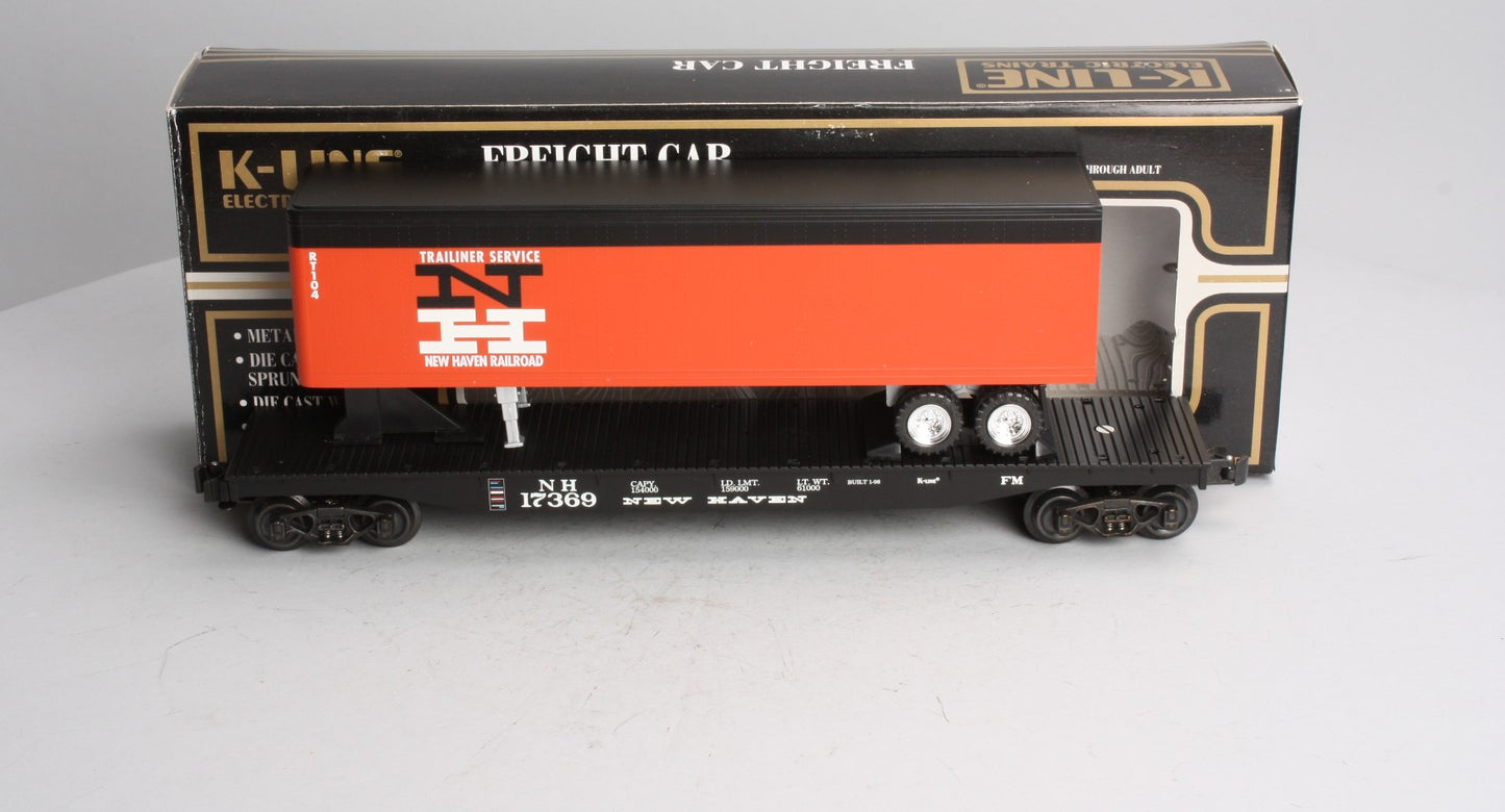 K-Line k691-1791 O Gauge New Haven Classic Flat Car W/ Trailer LN/Box