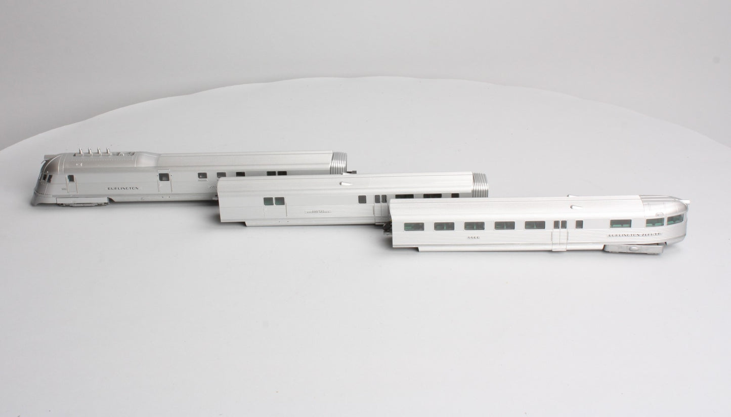 Con-Cor 001-8721 HO Burlington The Zephyr Streamline Motor Train Cars (Set of 3) LN/Box