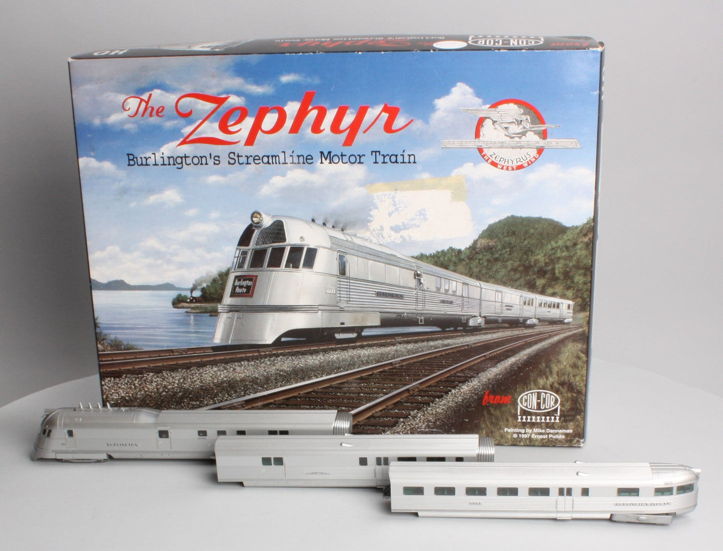 Con-Cor 001-8721 HO Burlington The Zephyr Streamline Motor Train Cars (Set of 3) LN/Box