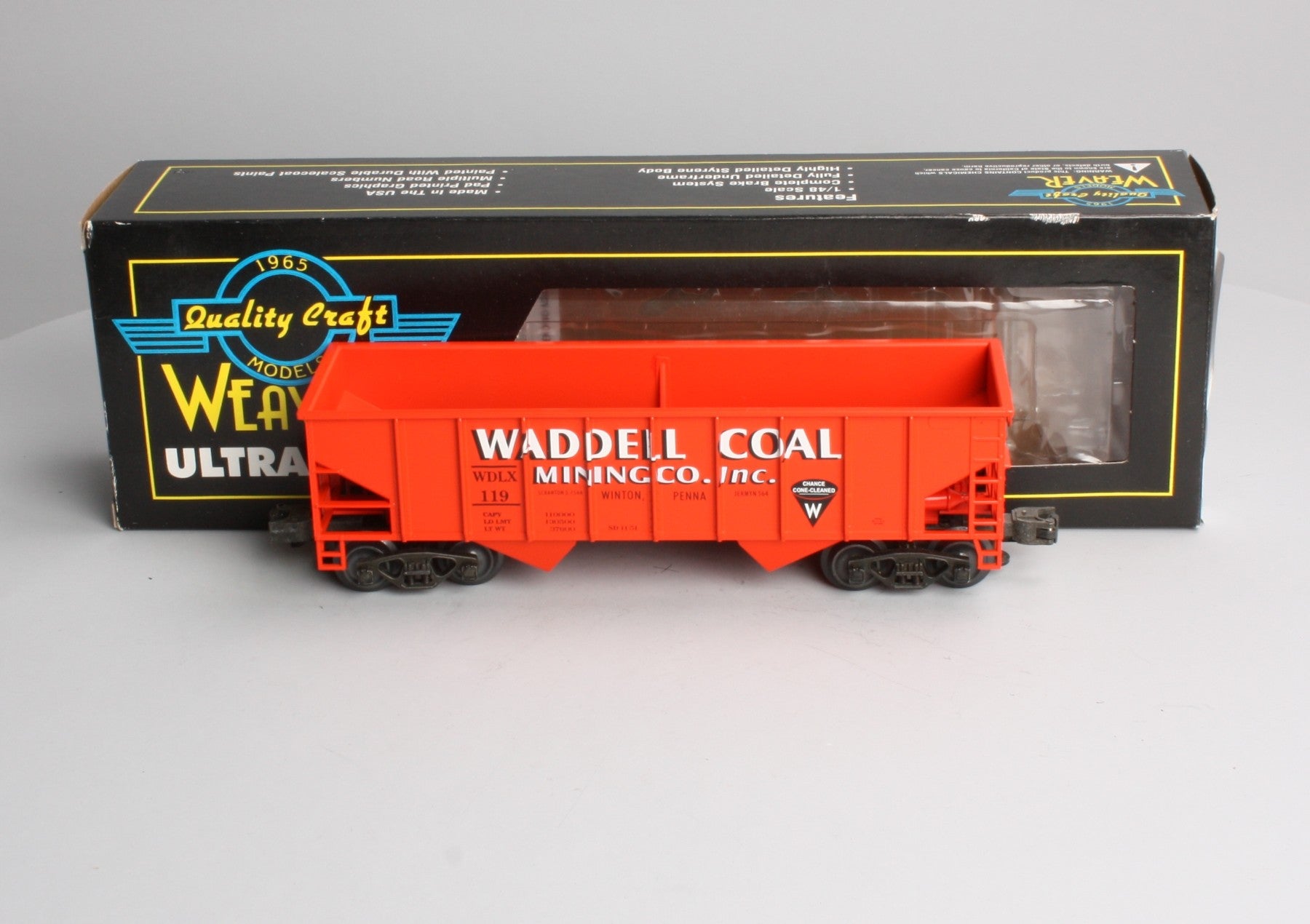 Weaver U1151LD Waddell Coal Mining Co. 2-Bay Ribbed Coal Car LN/Box