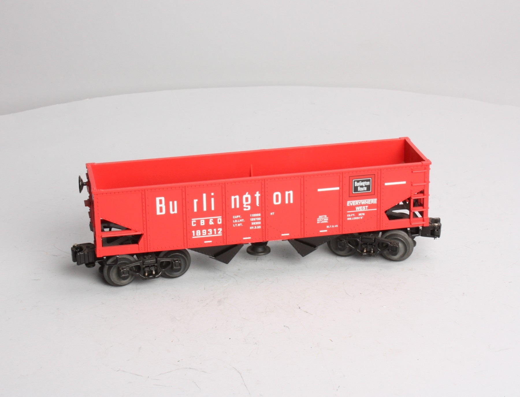 Lionel 6-26779 O Gauge Burlington Operating Hopper #189312 EX/Box