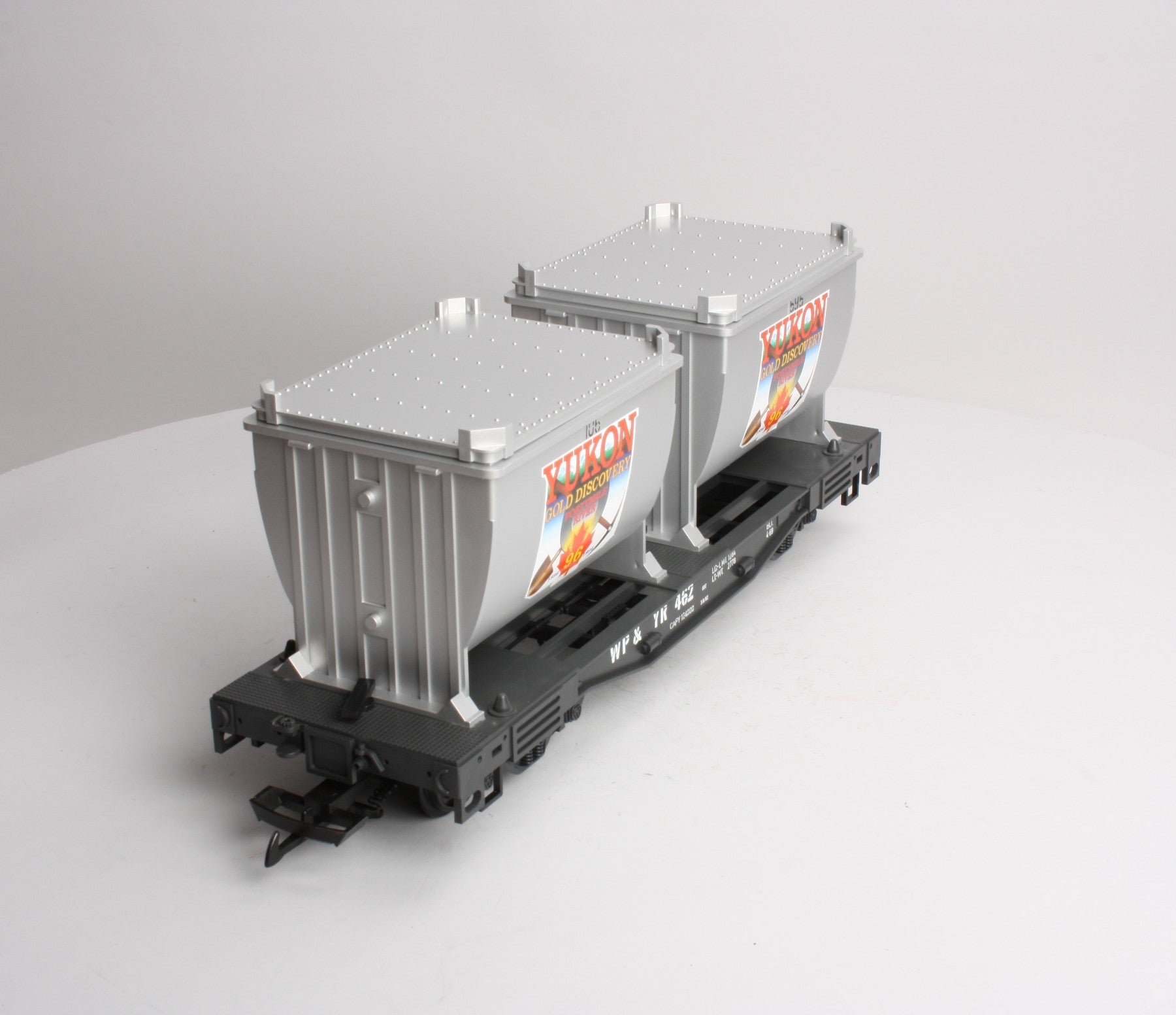 LGB 41860 G Scale WP&YR Yukon Gold Discovery Flatcar with Containers