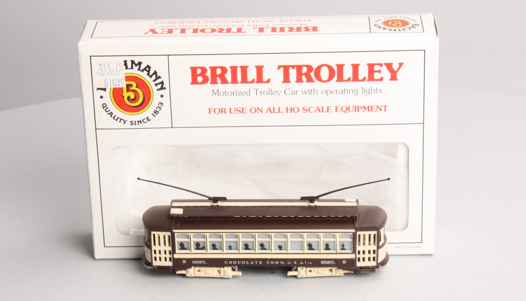 Bachmann 61039 HO Motorized Hershey Brill Trolley Car #9 LN/Box