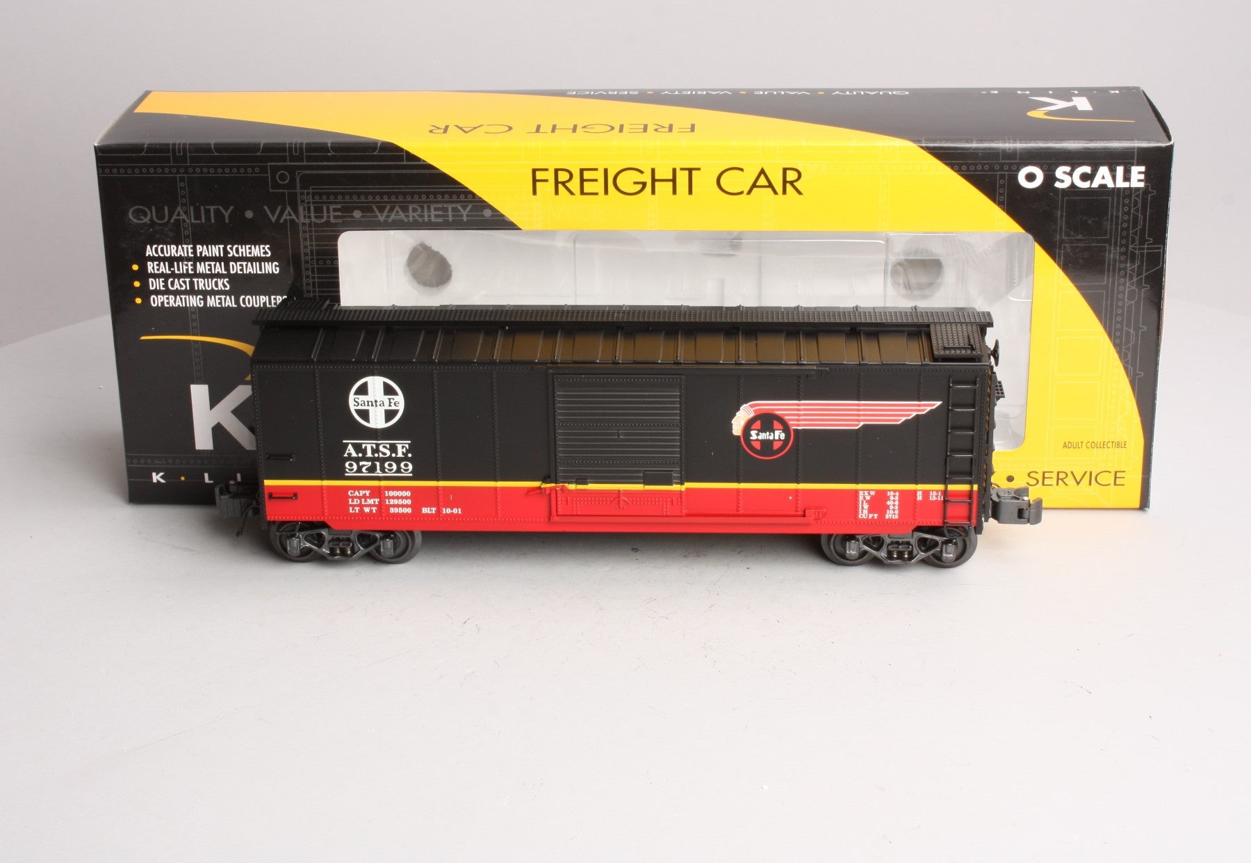 K-Line K761-1051 O Gauge Santa Fe Black Boxcar #97199 LN/Box