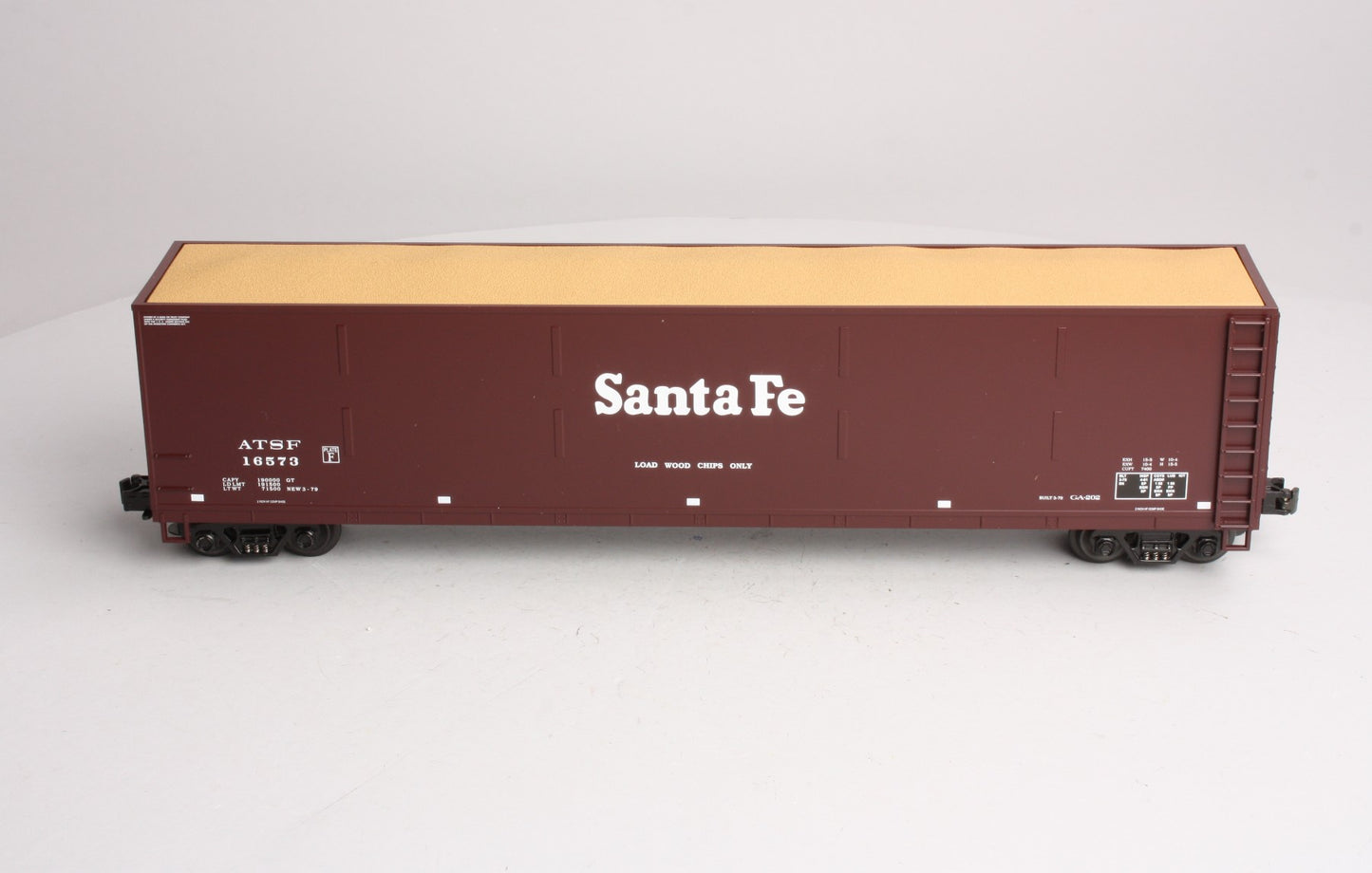 MTH 20-97503 O Santa Fe Wood Chip Hopper w/ Load #16573 NIB