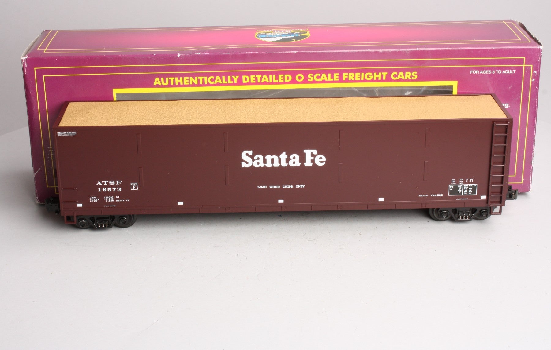 MTH 20-97503 O Santa Fe Wood Chip Hopper w/ Load #16573 EX/Box