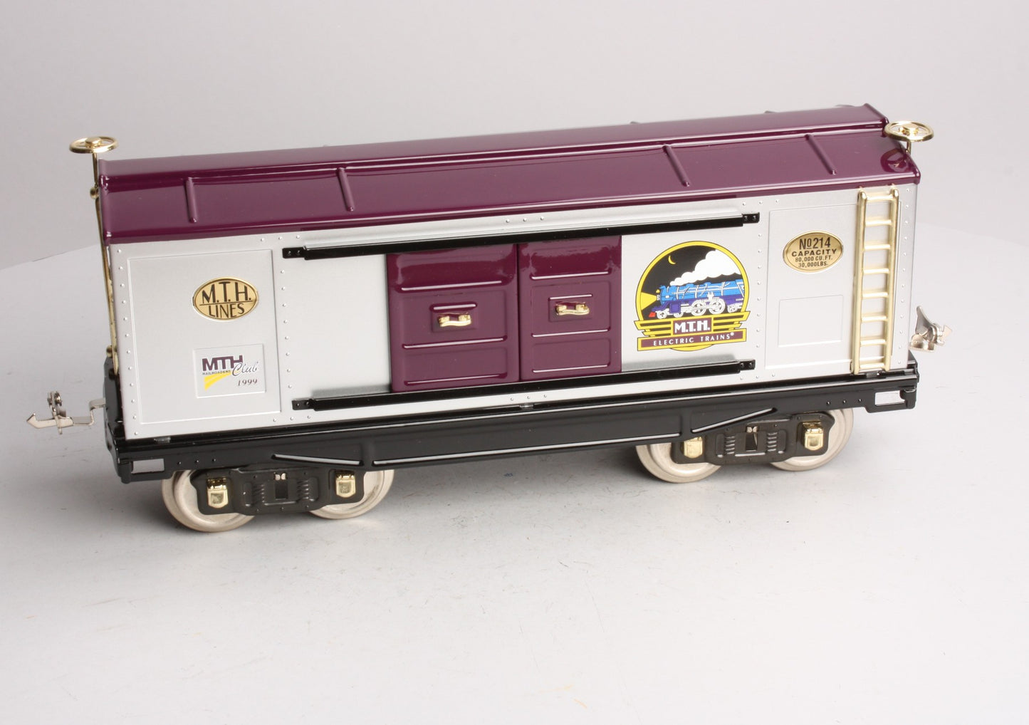MTH 10-1109 Standard Gauge MTHRRC Purple/Silver Tinplate Boxcar #214 LN/Box