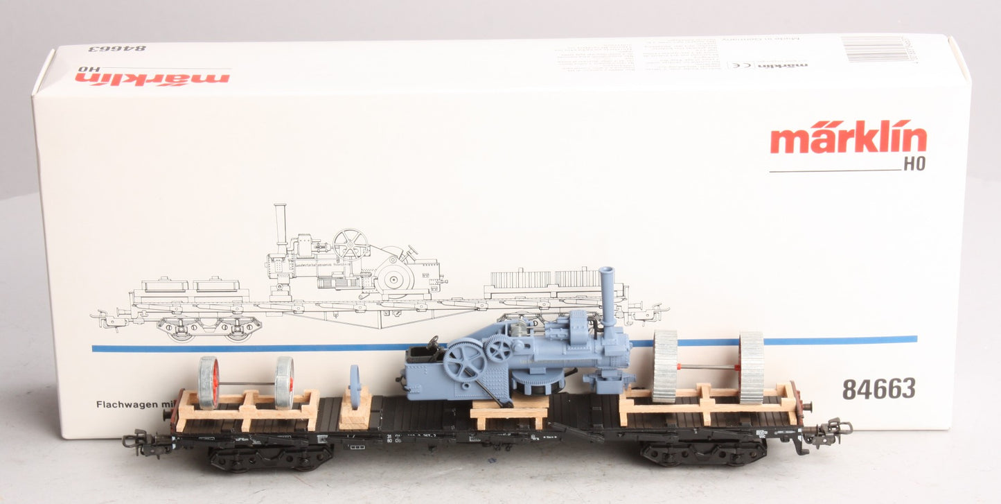 Marklin 84663 HO Scale Flatcar w/Locomobile as a Load LN/Box