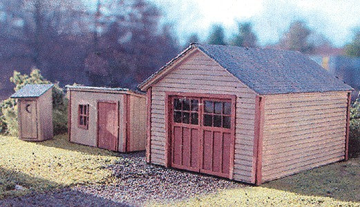 Branchline Trains 635 HO Garden Shed, Garage, Outhouse Outbuildings Set Kit