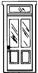 Campbell Scale Models 917 HO 2-Panel 2-Light with Transom Doors (Pack of 2)