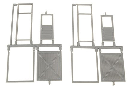 Grandt Line 5301 HO Paneled Door Set with Transom & Crossbraced Door (Pack of 2)
