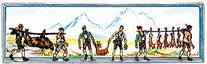 Merten 2120 HO Scale Hunters Carrying Killed Game Figure Set