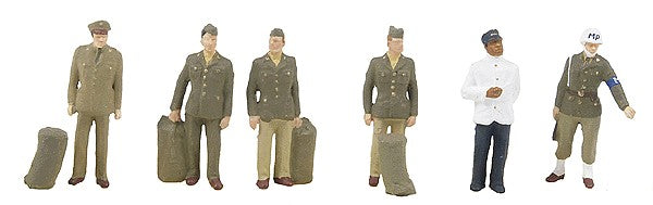 Preiser 1010248 HO US Army Personnel Troop Sleeper w/Porter Figures (Set of 6)