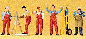 Preiser 10243 HO Craftsmen Workers Figures with Accessories (Set of 5)