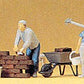 Preiser 10251 HO Working Bricklayers Figures with Accessories (Set of 4)