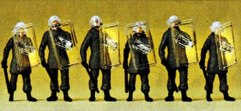 Preiser 10393 HO German Riot Policemen Figures with Shields Up (Set of 6)