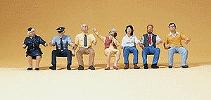 Preiser 10406 HO Scale Seated Bus Driver & Passengers Figures (Set of 7)