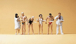 Preiser 10424 HO Scale Sunbathers Eating Painted Figures (Set of 6)