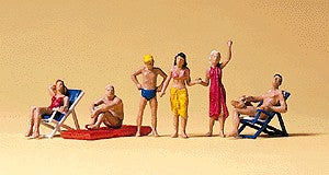 Preiser 10428 HO Sitting & Standing Beachgoers Figures (Set of 6)