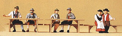 Preiser 10449 HO Oktoberfest Goers Seated at Tables Figures (Set of 6)