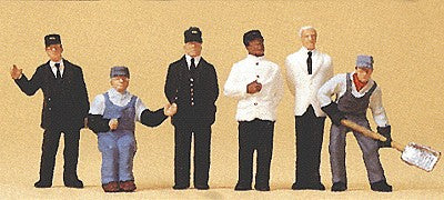 Preiser 10452 HO Scale US Railroad Passenger Train Personnel Figures (Set of 6)